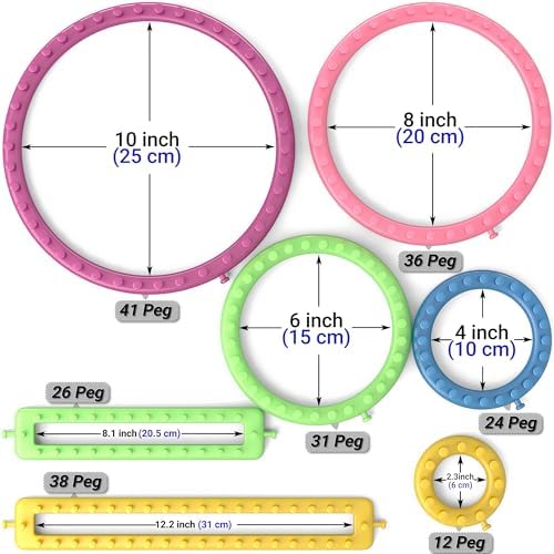 READAEER Knitting Loom Kit with Pompom Maker, Round Knitting Loom for Hat, Rectangular for Blanket Scarf Shawl, Knitting Loom Kit for Beginner