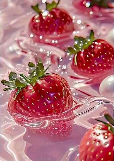 AIBOERL Diamond Art Kits for Adults,Strawberries Diamond Painting | Round Drill Strawberries Diamond Painting for Beginners DIY Rhinestone 5D Diamond dots(Gemstone Craft)Wall Art Gift 12x16IN