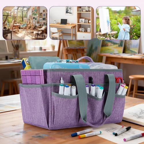 Craft Organizer Tote Bag, Art Storage Caddy with Multiple Pockets