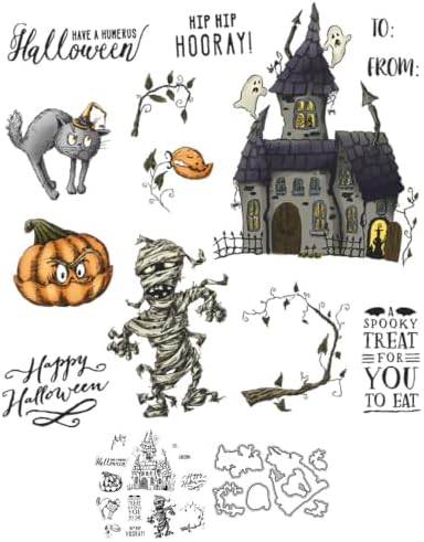 Haunted House Halloween Clear Stamps and Die Cuts Sets for DIY Card Making