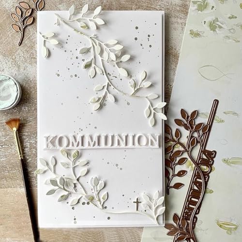 Scrapbooking Die-Cuts, Layer Frame Net Set Metal Cutting Dies for Card Making, Paper Craft Template, Background Embossing Stencils, DIY Album Décor (Branches and Leaves-15.4x10.3cm)