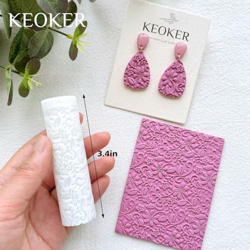 KEOKER Polymer Clay Texture Roller - 3PCS Boho Set for Making Earrings, Like Texture Sheets, Great with Clay Cutters