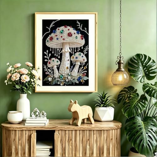 Mushroom Diamond Pearl Painting Kits for Adults,Diamond Art 12X16In