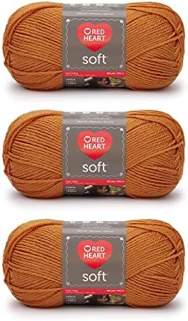 Red Heart Soft Yarn for Crocheting and Knitting, Tangerine, 3-Pack