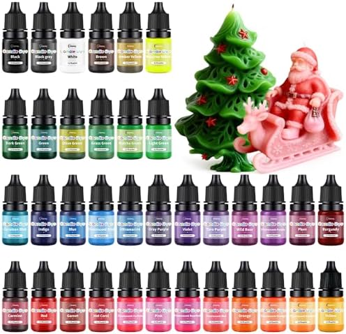 Candle Dye - 36 Colors Highly Concentrated Liquid Wax Dye for Candle Making, Vibrant Oil-Based Candle Color for Soy Wax, Paraffin, Gel Wax