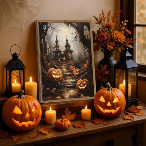 AIBOERL Paint by Numbers Kit for Adults Beginner,Halloween House, 12X16In