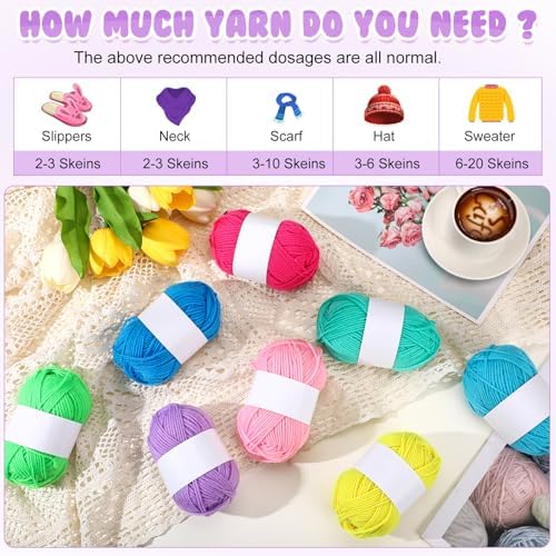 Coume 36 Polyester Yarn Skeins for Crocheting 50g 3268 Yards Multicolor DIY Soft Cotton Yarn Bulk for Weaving Knitting Beginners Dolls Gifts Crafts(18 Colors)