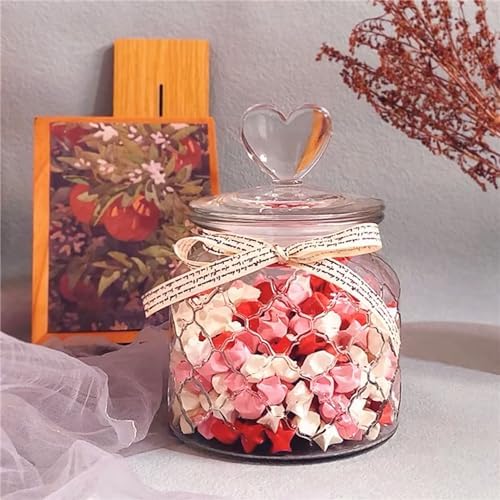 1080 Sheets Origami Star Paper 5 Pink Color Strips Double Sided Lucky Star Decoration Folding Paper for DIY Hand Art Supplies (Pink-1080 sheets)
