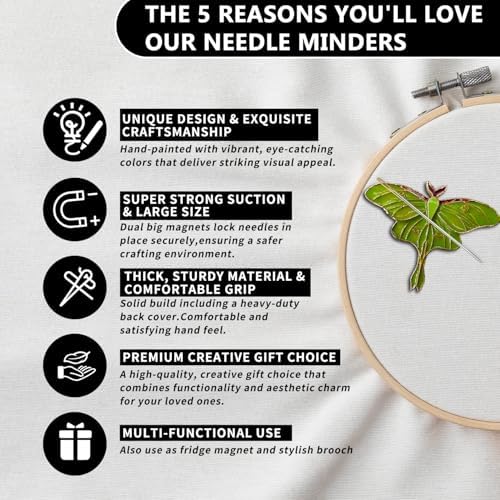 Magnetic Needle Minder Magnet Embroidery Accessories and Supplies Embroidery Needle Holder Cross Stitch Holder Needlework Supplies (Green Butterfly)