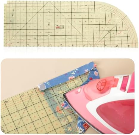 Curved Hot Ruler for Sewing, 12X4 Inch Hot Hem Ruler for Sewing Seam Guide Ruler Sewing Ruler and Guides for Fabric Hemming Tools Press with Dry or Steam
