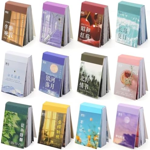 600 Pieces Washi Sticker Set, 12 Set Scrapbooking Diary Planner Album Diary Notebook, Scrapbooking Sticker Journaling Supplies for DIY Arts and Crafts Card Making Laptop Decoration