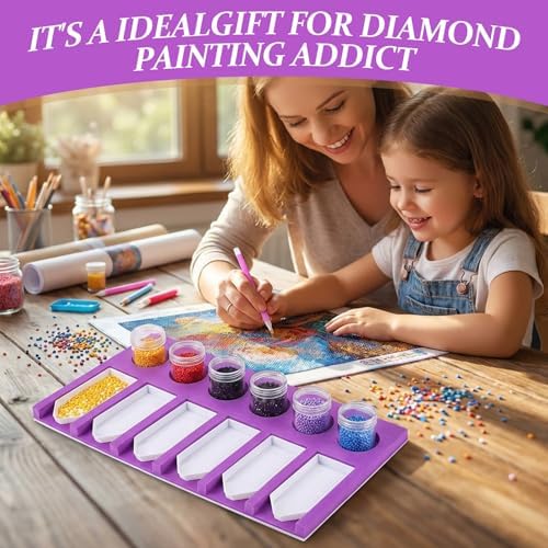 Accessories Tray Organizer, Purple 6 Slots Beads Sorting Tray, Storage Holder Tools for Glitter Rhinestones 5D Embroidery & DIY Crafts