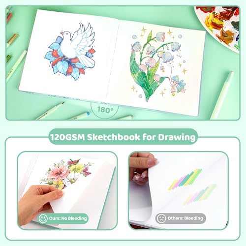 FLYING EAGLE Sketch Book, Square Hardcover Sketchbook for Kids, 8 x8, Green