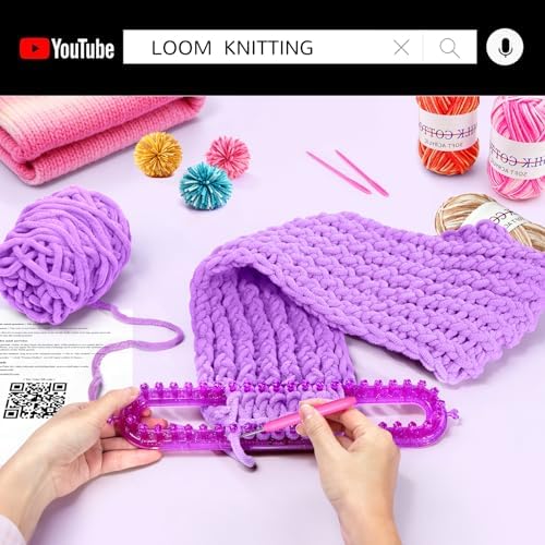 Knitting Loom Kit with Storage Bag,Looms,Yarn, Pom Pom Maker & Crochet Hook