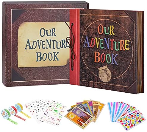 Scrapbook Photo Album, 12x12 Inch Our Adventure Book, 3D Embossed Words Hard Cover Movie Up Travel Album for Anniversary, Wedding, Baby Shower (Scrapbook-Letter)