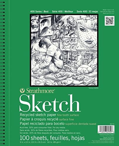 Strathmore 400 Series Wire Bound Sketch Pad, 60 lb. Recyled Paper, 3.5 X 5 inches, White, 100 Sheets (457-3-1)