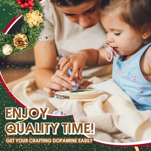 yuegool 6PCS Christmas Punch Needle Coasters Kit,Easy DIY Punch Needle Embroidery Kit for Beginners Adults Kids Including Patterns, Tools, Yarns, Hoop, Instruction, Coaster Holder Art Craft Supplies