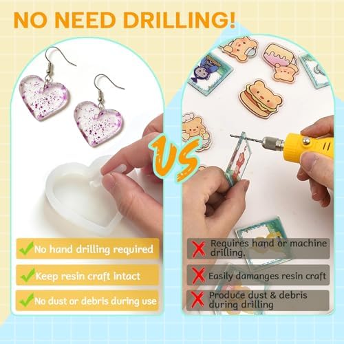 25 Pack Resin Hole Maker with 5 Sizes 3/4/5/6/8mm, No Drill Hole Mold