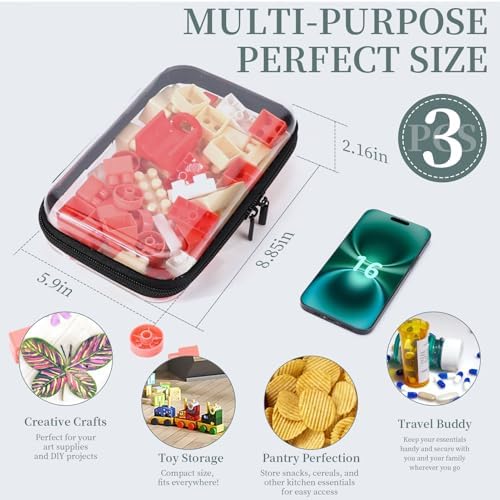 YOPCDJ 3 Pack Clear Hard Shell Zipper Case, Clear Zipper Pouches Waterproof Makeup Organizer & Travel Toiletry Bag, Plastic Pouch for Travel Office Storage, Home, Black Small Size