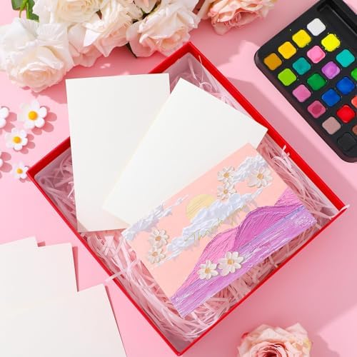 70 Sets Blank Watercolor Cards with Envelopes, 140lb/300GSM Cotton Watercolor Paper Cards, 4 x 6 in Foldable Watercolor Postcards with Envelopes for Greeting Cards Birthday Wedding Invitations