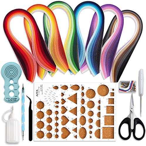 JUYA Paper Quilling Kit 30 Colors 600 Strips 8 Tools, Blue Set, 3mm
