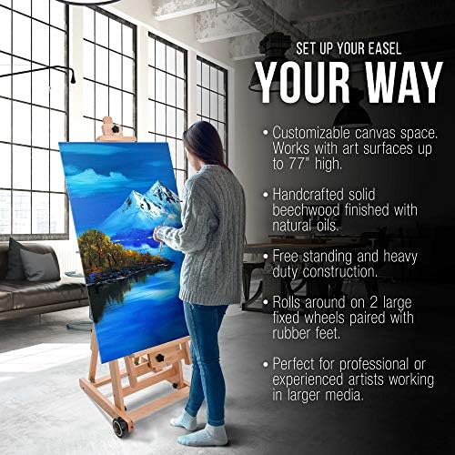U.S. Art Supply Master Multi-Function Studio Artist Wooden Floor Easel