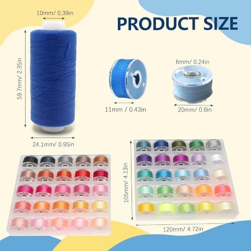Sewing Machine Hand Thread Kit, 50 Bobbins + 50 Thread Spools