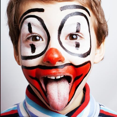 SUNNYVALE Halloween Clown Black White Red Face Body Paint Stick Cream,Eye Black for Sport, Hypoallergenic Foundation for Skeleton Vampire Skull Cosplay Special Effects Costume SFX Halloween Makeup Kit