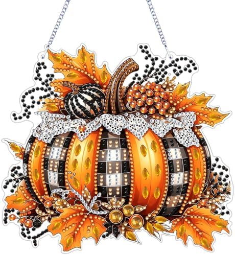 ARPADAMO Pumpkin Diamond Art Kits for Adults, Acrylic Hanging Suncatcher