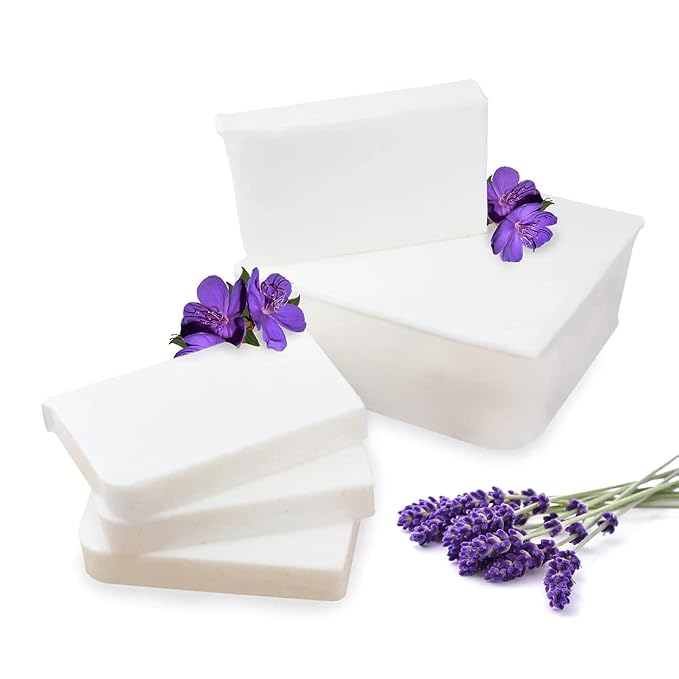 Primal Elements Lavender Essential Oil Soap Base - Moisturizing Melt and Pour Glycerin Soap Base for Crafting and Soap Making, Easy to Cut - 5 Pound