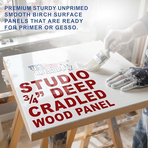 U.S. Art Supply 11" x 14" Unfinished Cradled Wood Panels for Painting