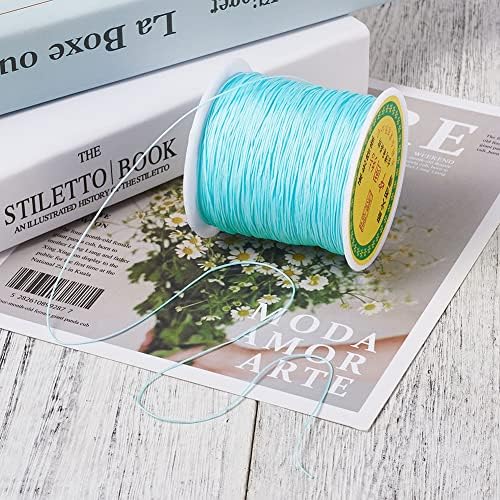 100 Yards 0.8mm Nylon String for Bracelets Sky Blue Braided Nylon Thread Chinese Knotting Cord for Necklace kumihimo Bracelet Jewelry Tassels Making
