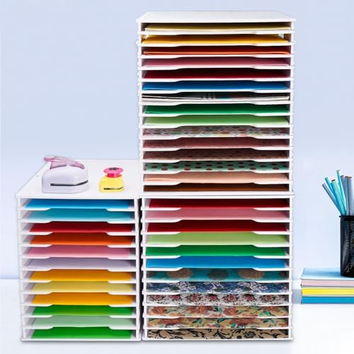 SANFURNEY 15 Tier Scrapbook Paper Organizer for 12" x 12" Paper Large Size