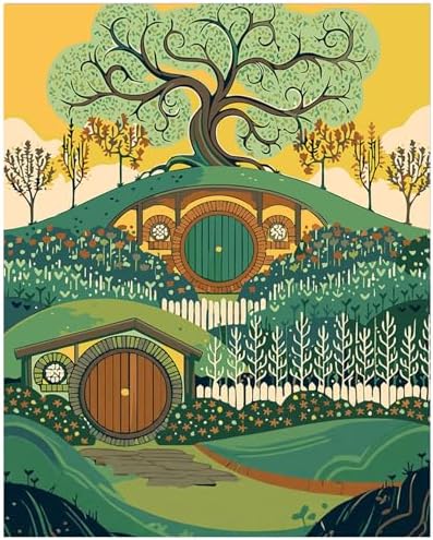 xcemhil Paint by Numbers Kit for Adults Landscape, Cabin Paint by Numbers for Adults, New Zealand House Paint by Number for Gifts and Home Wall Decor 16x20 Inch