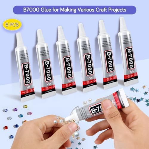 FITTDYHE 6PCS Jewelry Glue - 15ML/0.5fl oz Clear DIY Craft Glue for Rhinestones, Waterproof Strong Bond Adhesive for Phone Repair, Nail Art, Shoes, Fabric, Metal, Glass
