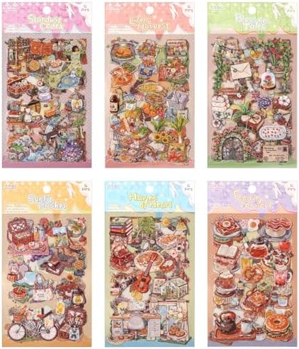 Warm Glimpses Sticker Series Scrapbooking Supplies for Junk Journal, 24 Sheets PET Stickers - Vintage Journaling Stickers