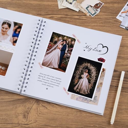 potricher 10 x 10 Inch DIY Scrapbook Photo Album 40 Pages, White | Thick Kraft Paper Scrap Book Photo Albums, Memory Book for Wedding, Anniversary, Baby, Family, Travel, DIY Projects