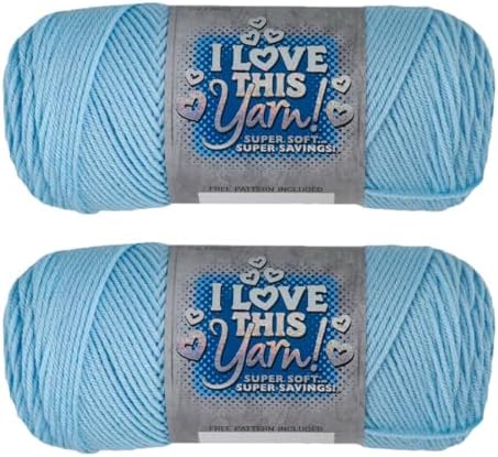 Hobby Lobby I Love This Yarn, 100% Acrylic, 70 Soft Blue, Set of 2
