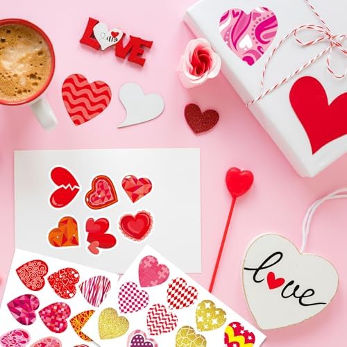 496 PCS Valentines Stickers, Cute Heart Stickers, Valentines Day Sticker for Kids, Class Gifts for Kids Classroom School, Crafts Party Favors Decoration