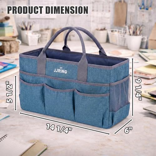 JJRING Large Art Supply Storage Tote Bag With Mesh Pockets, Green
