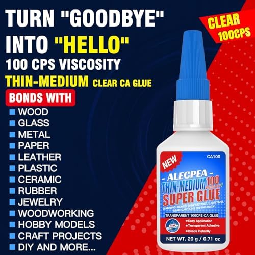 ALECPEA Thin CA Glue 100 CPS - Medium Viscosity Cyanoacrylate, 20g
