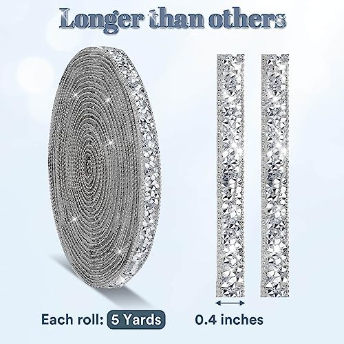 5 Yards Self Adhesive Rhinestone Ribbons, Silver Rhinestone Strips