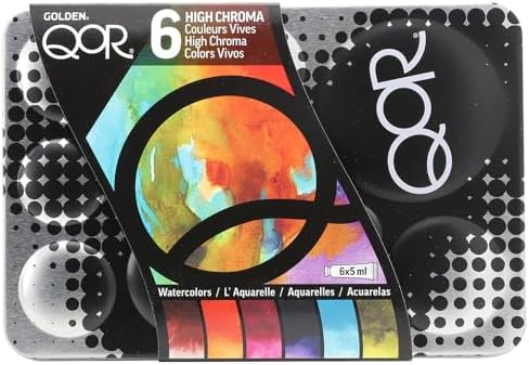 QoR High Chroma 6 Set by GOLDEN, 6 x 5 ml tubes, Professional Watercolor Paint Set
