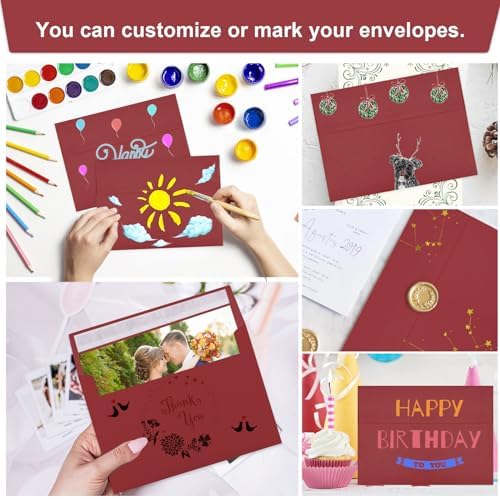 50 Packs Wine Red 5x7 Envelopes 5x7, Deep Red Color A7 Envelopes, Burgundy Invitations, Photos, Greeting Cards, Mailing