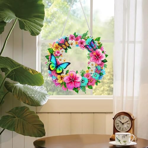 RYMILIE Hanging Diamond Art Kits for Adults Floral Butterfly