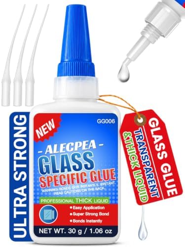 ALECPEA Glass Glue Clear, 30g Thick Super Glue for Glass with 3 Droppers