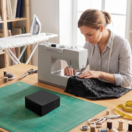 200 Pack 5-inch Cotton Fabric Squares, 5″ Precut Cotton Fabric Squares, Solids Black Charm Pack, Black
