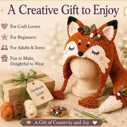Fantasy Animal Hood Hat DIY Crochet Kit, Complete Crochet Starter Set