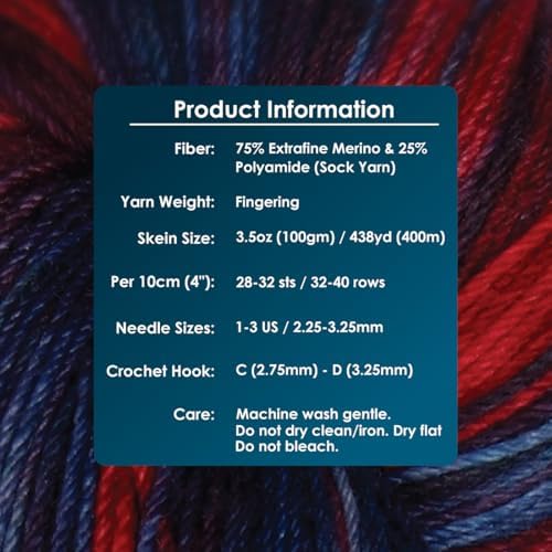KnitPro Symfonie Fingering Weight Merino Wool Yarn 100g, Twilight Flame