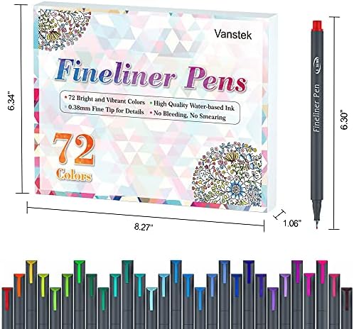 Vanstek 72 Colors Journal Planner Colored Pens, Fineliner Pens for Journaling, Writing Coloring Drawing, Note Taking, Calendar, Planner, Art Office School Gift Supplies